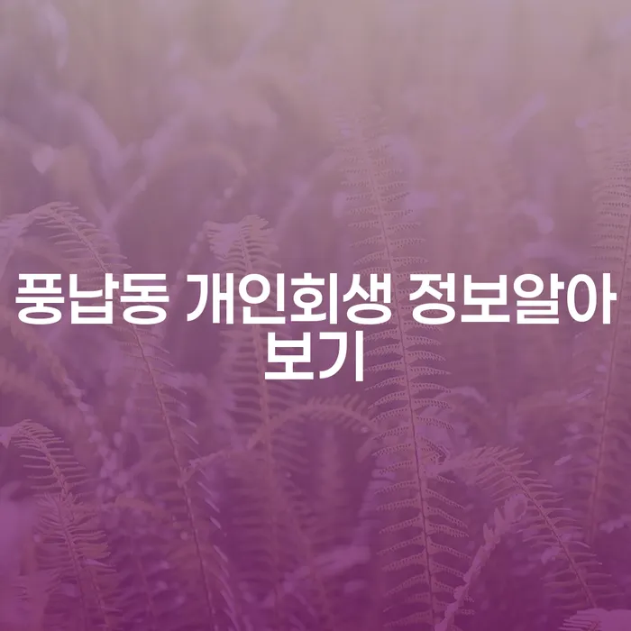 풍납동 개인회생 정보알아보기